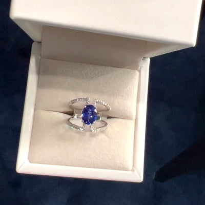 18K White Gold Tanzanite & Diamond Ring