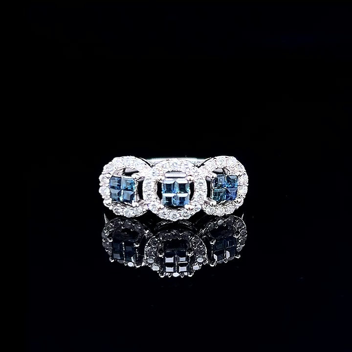 18K White Gold Sapphire & Diamond Ring