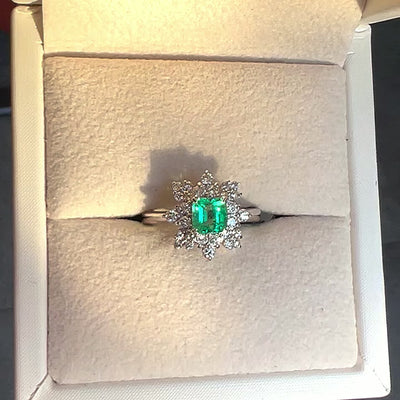 Platinum Emerald & Diamond Ring