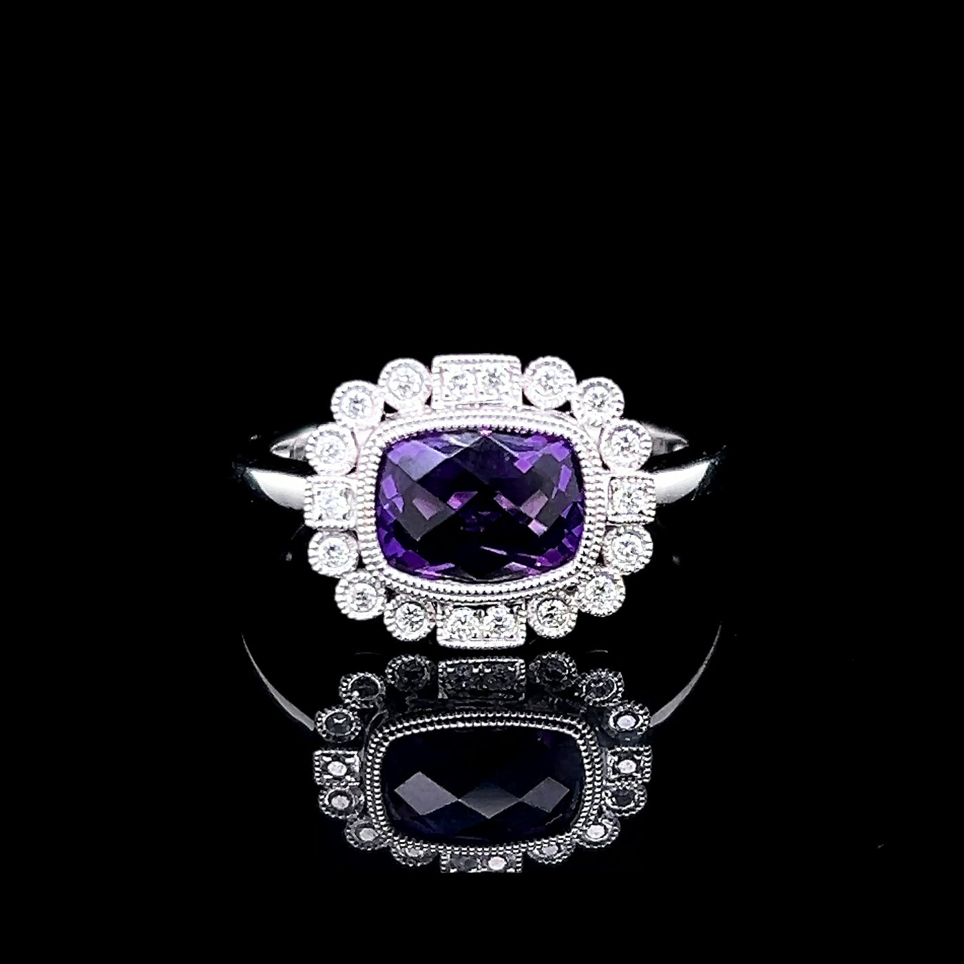 14K White Gold Amethyst Ring