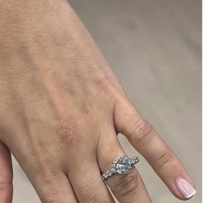 The Diana Ring - Lab Grown Diamond with Large Diamond Pave Band and Hidden Halo