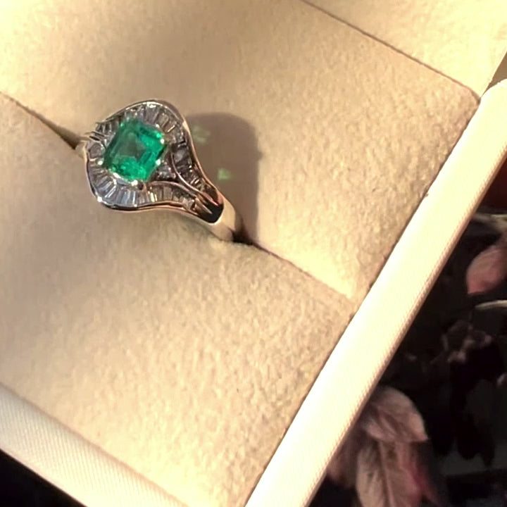 Platinum Emerald & Diamond Ring