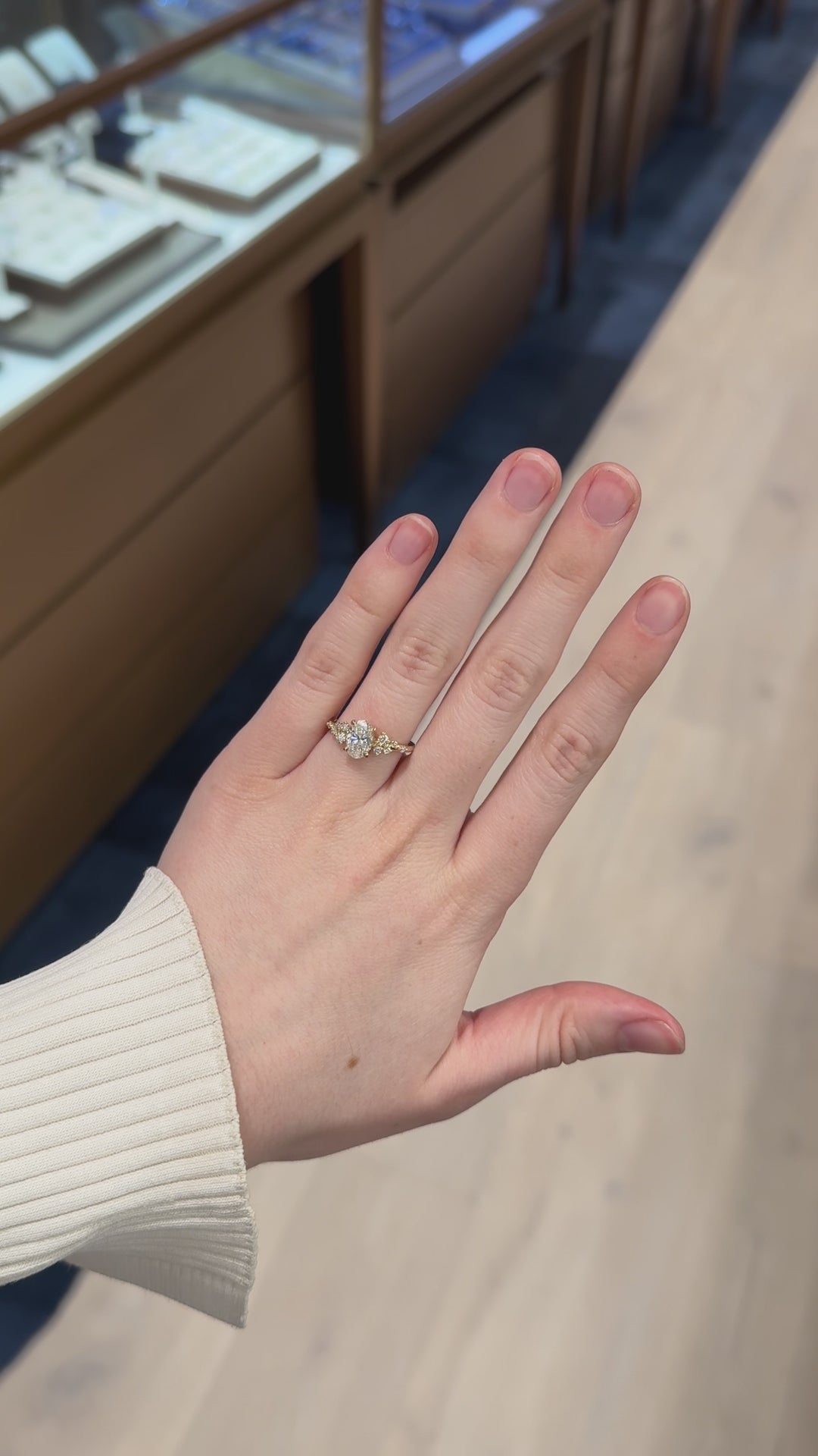 The Maria Ring -  Oval Lab Grown Diamond with Round Brilliant Accents