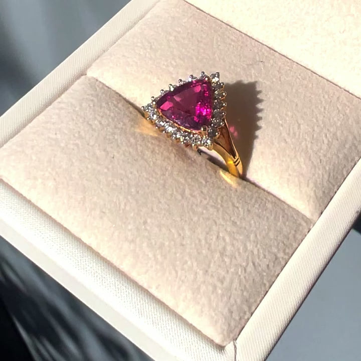 18K Yellow Gold Tourmaline & Diamond Ring