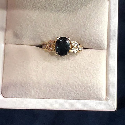 14K Yellow Gold Sapphire & Diamond Ring