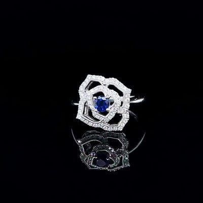 18K White Gold Sapphire & Diamond Ring