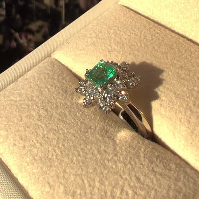 Platinum Emerald & Diamond Ring