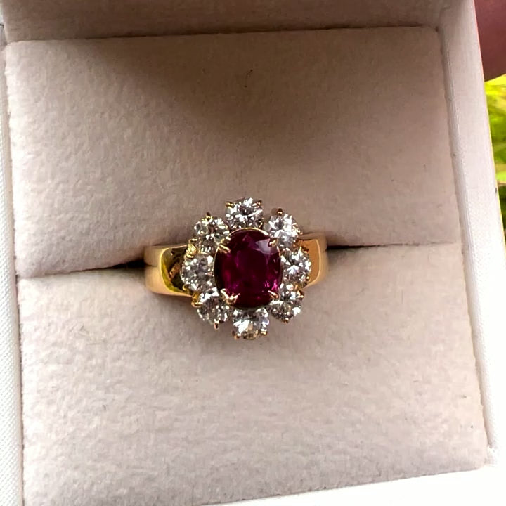 18K Yellow Gold Ruby & Diamond Ring
