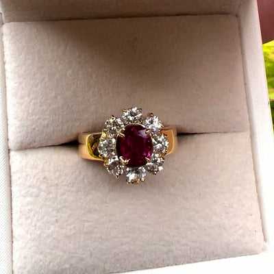 18K Yellow Gold Ruby & Diamond Ring