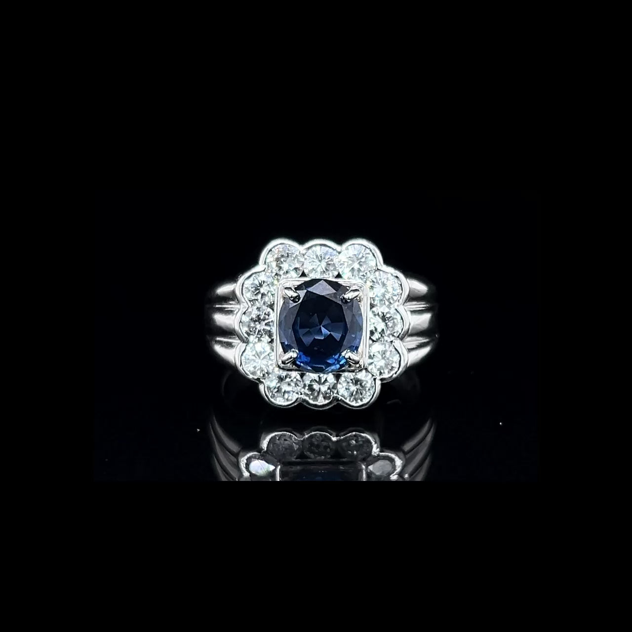 Platinum Sapphire & Diamond Ring