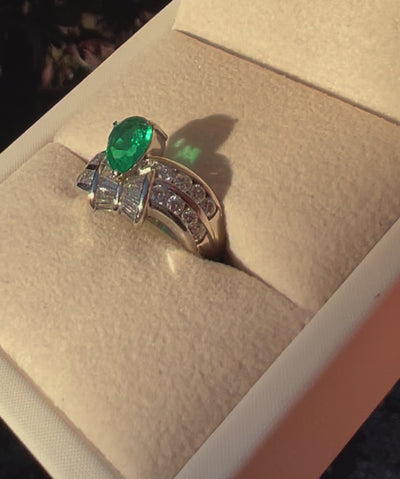 Platinum Emerald & Diamond Ring