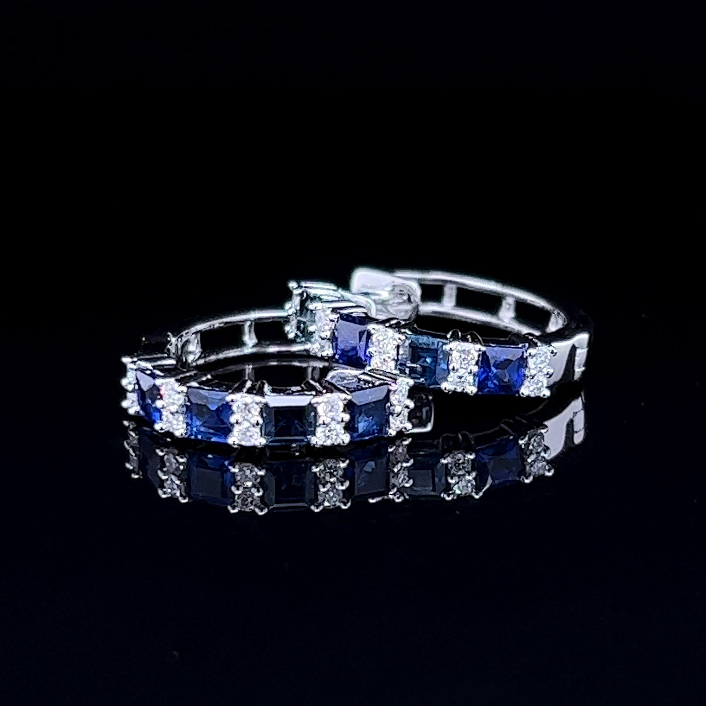 White Gold Sapphire and Diamond Earrings