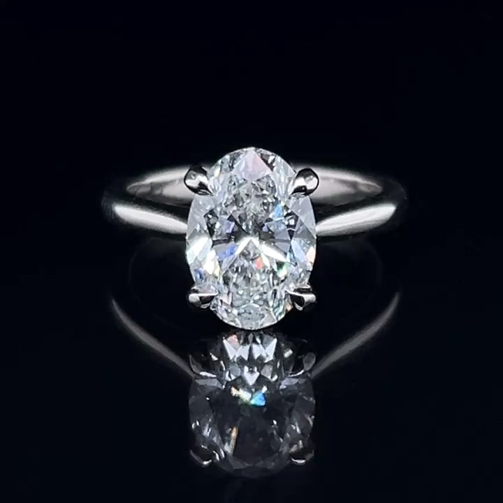 The Brescia Ring - Hidden Halo Cathedral Oval Solitaire - Lab Grow Diamond