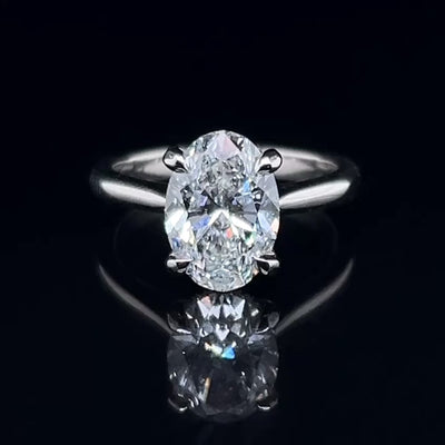The Brescia Ring - Hidden Halo Cathedral Oval Solitaire - Lab Grow Diamond