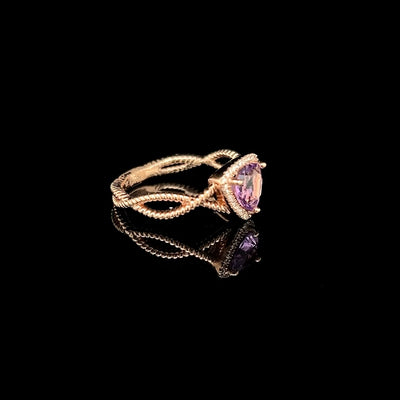 14K Rose Gold Amethyst & Diamond Ring