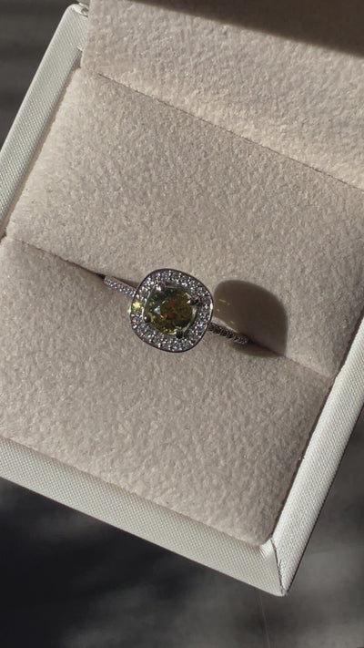 18K White Gold Yellow Sapphire & Diamond Ring