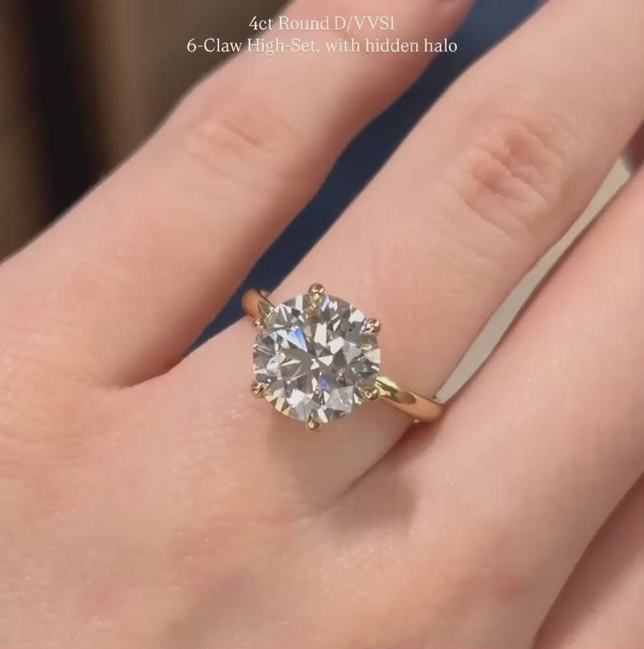 The Phoebe Ring - Hidden Halo 6-Claw Round Solitaire - Lab Grown Diamond