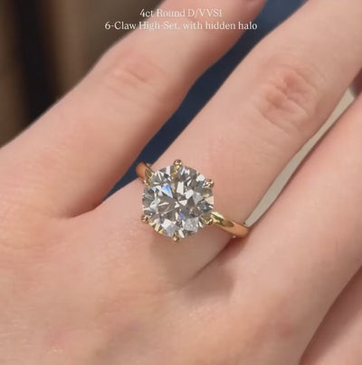 The Phoebe Ring - Hidden Halo 6-Claw Round Solitaire - Lab Grown Diamond