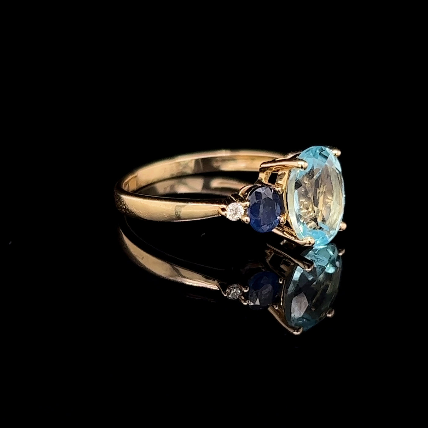 Yellow Gold Sapphire & Blue Topaz Diamond Ring