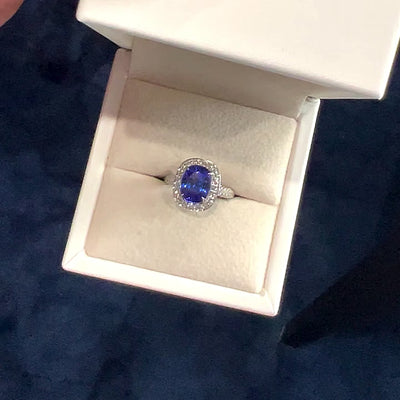 18K White Gold Tanzanite & Diamond Ring