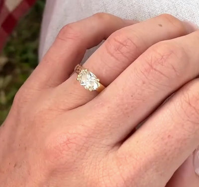 The London Ring - East West Set Oval Solitaire - Lab Grown Diamond