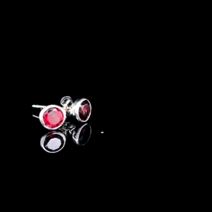 9K White Gold Garnet Earrings