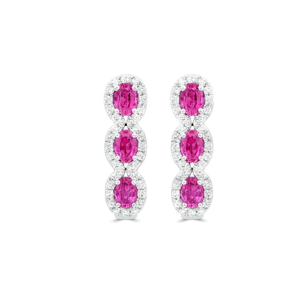 18K White Gold Ruby & Diamond Earrings