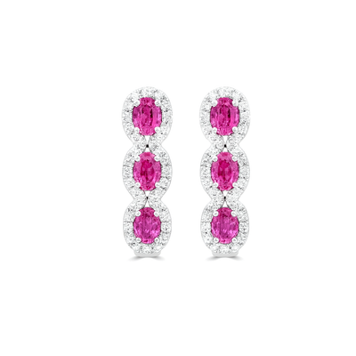 18K White Gold Ruby & Diamond Earrings