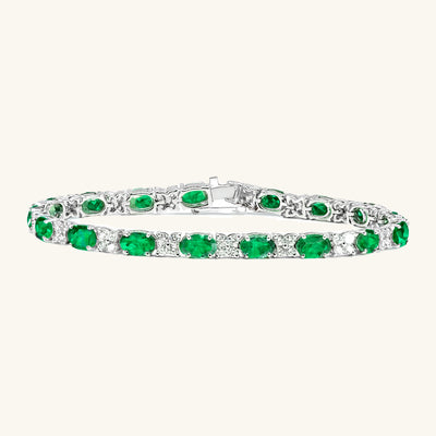 18K White Gold 7.05ct Emerald & 1.82ct Diamond Bracelet