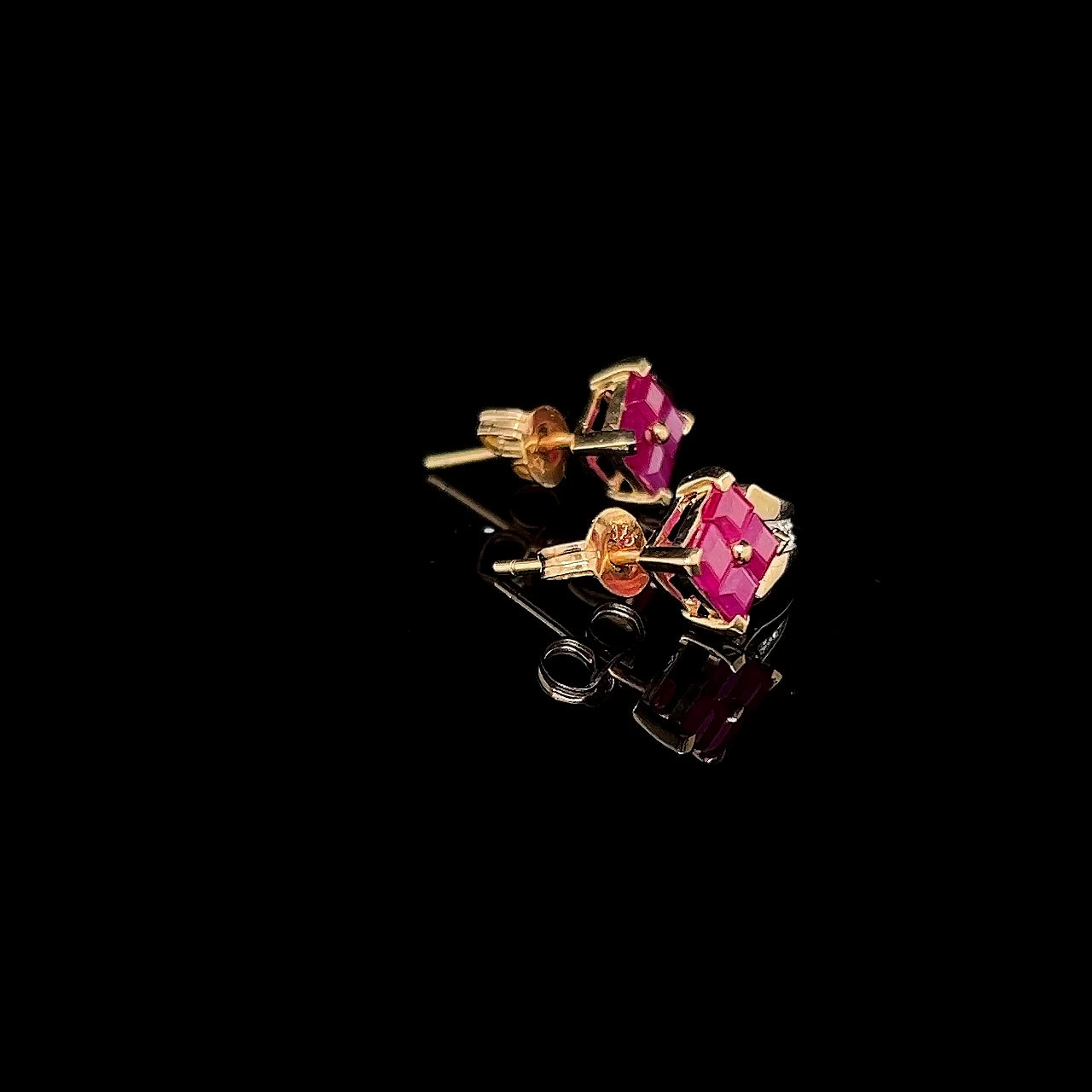 Yellow Gold Ruby & Diamond Earrings