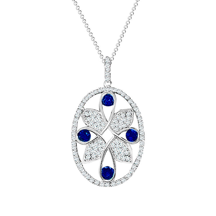 White Gold Sapphire & Diamond Pendant