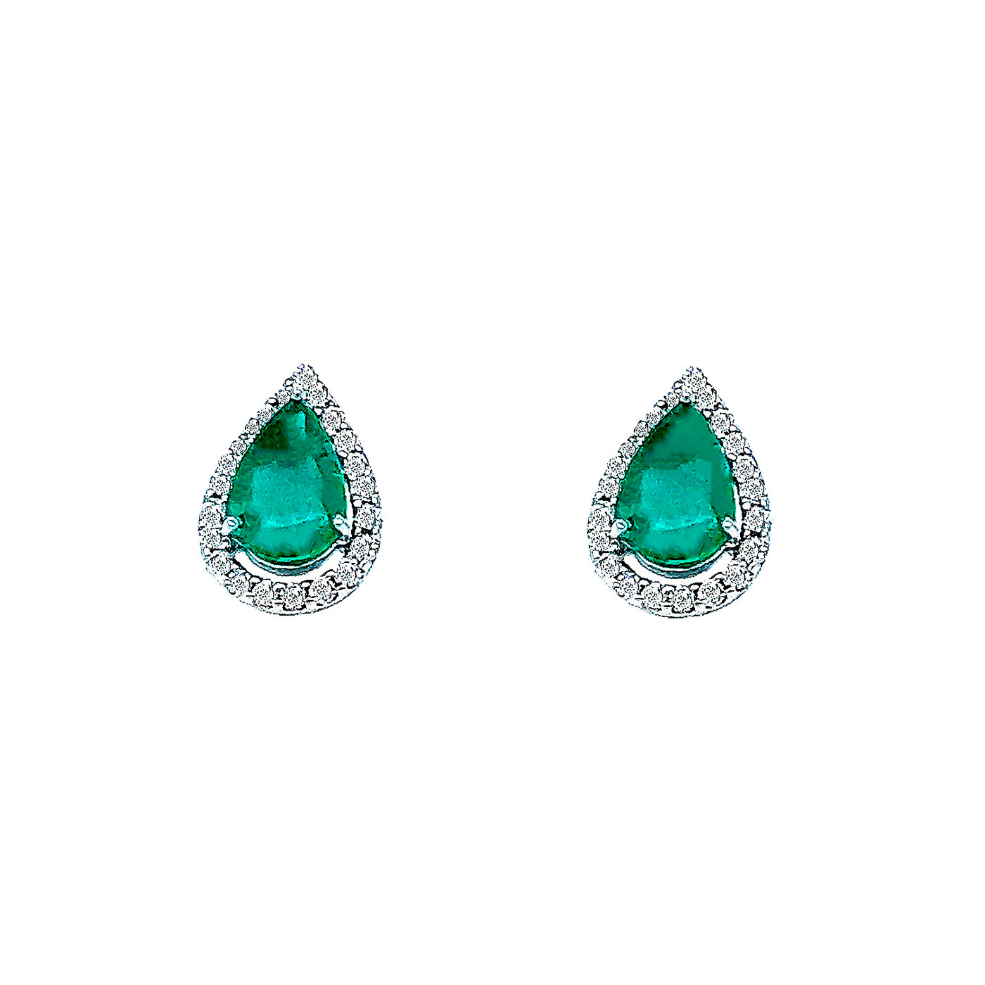 White Gold Emerald & Diamond Earrings