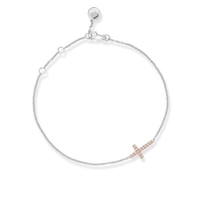 Pink Diamond Blush Cross Bracelet