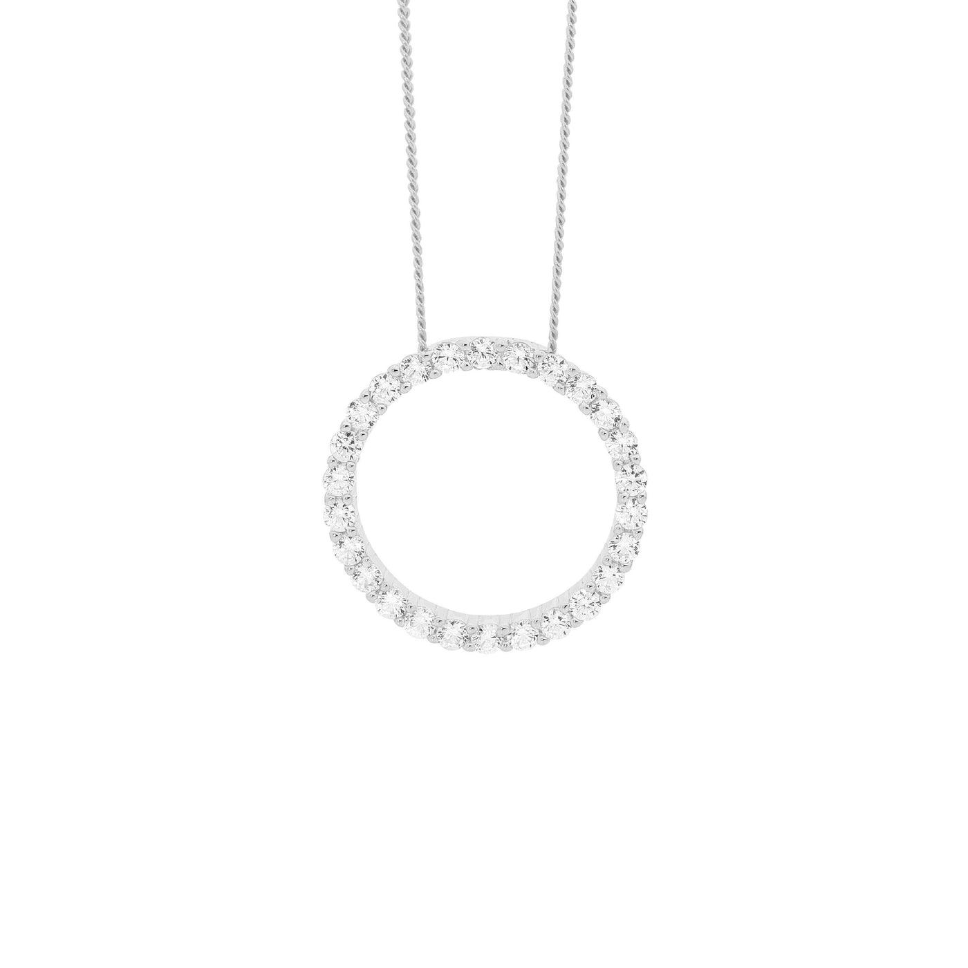 Silver Pave Circle Necklace