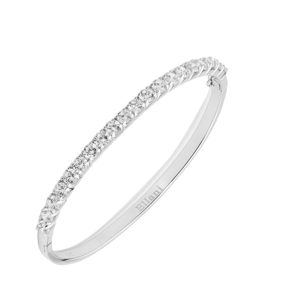 Sterling Silver Bangle with Cubic Zirconia