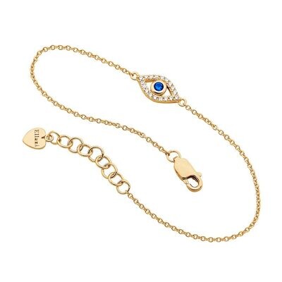 Gold Plated Evil Eye Bracelet with Cubic Zirconia