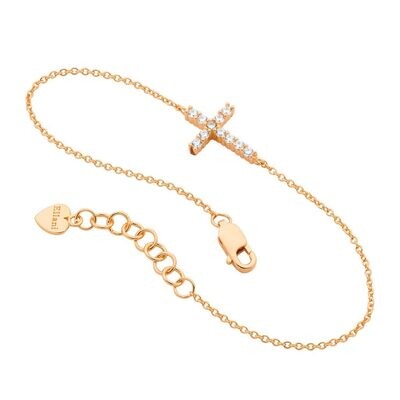 Rose Gold Plated Cross Bracelet with Cubic Zirconia
