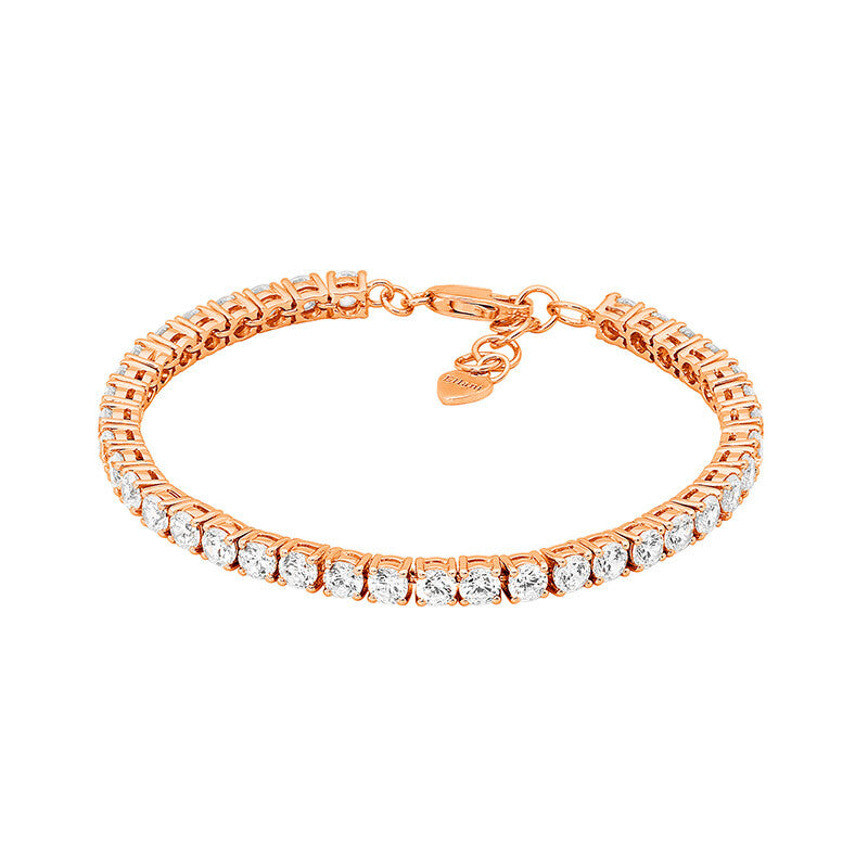 Round Brilliant Tennis Bracelet with 18ct Rose Gold Plating