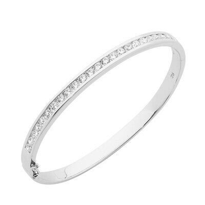 Sterling Silver Channel Set Bangle with Cubic Zirconia
