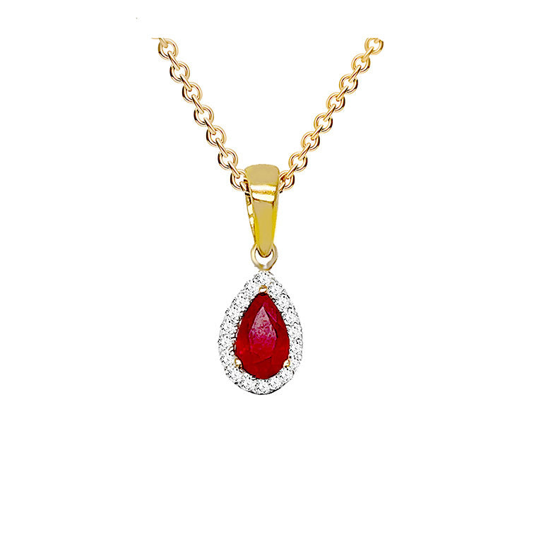Ruby and Diamond Yellow Gold Pendant