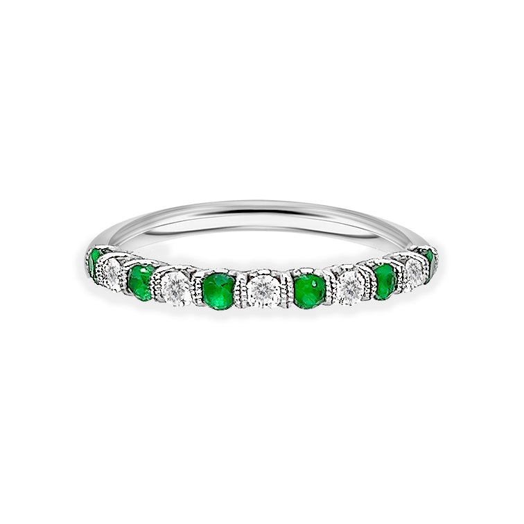 White Gold Emerald & Diamond Eternity Ring