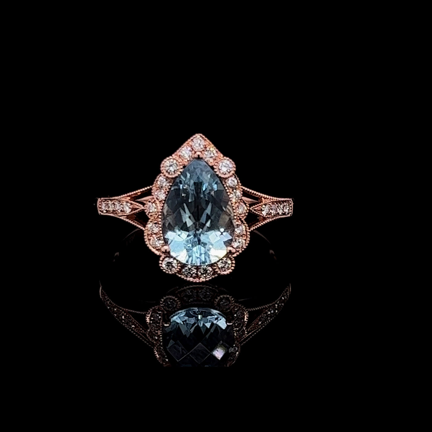 Rose Gold Aquamarine & Diamond Ring