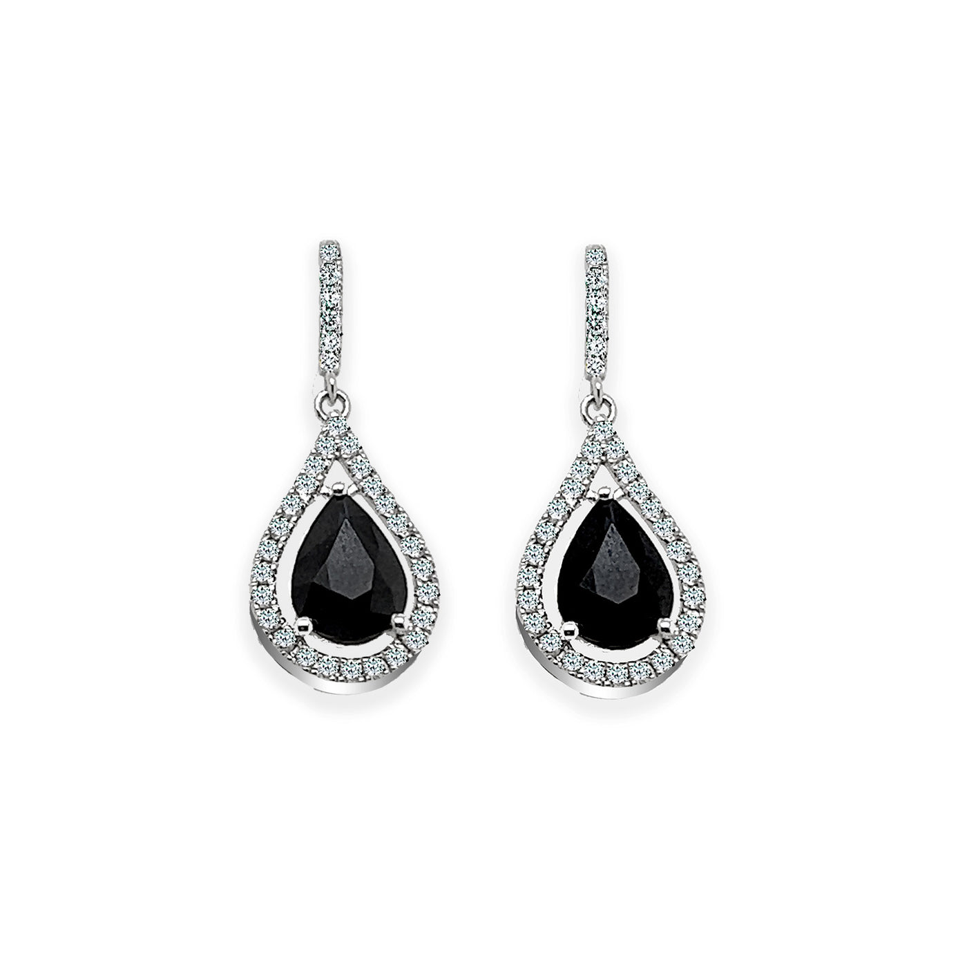 White Gold Sapphire and Diamond  Earrings