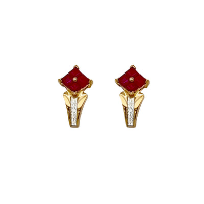 Yellow Gold Ruby & Diamond Earrings