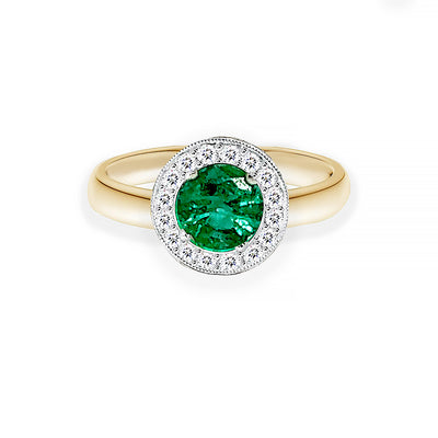 Yellow Gold Emerald & Diamond Ring