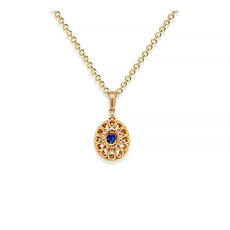 Yellow Gold Sapphire & Diamond Pendant