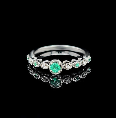 White Gold Emerald & Diamond Ring