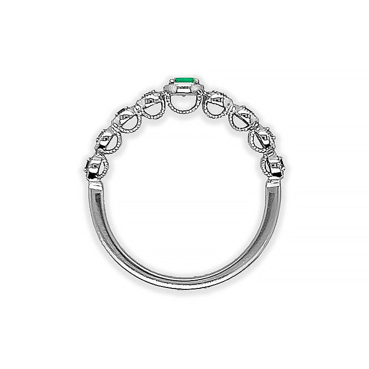 White Gold Emerald & Diamond Ring
