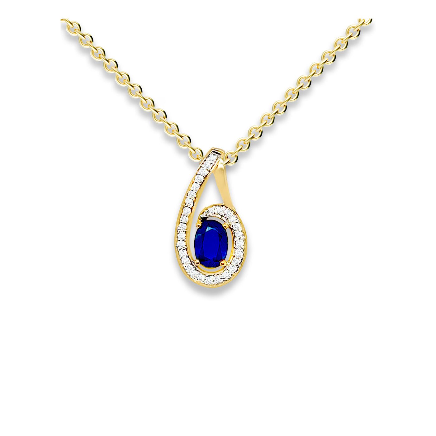 Yellow Gold Sapphire and Diamond Pendant