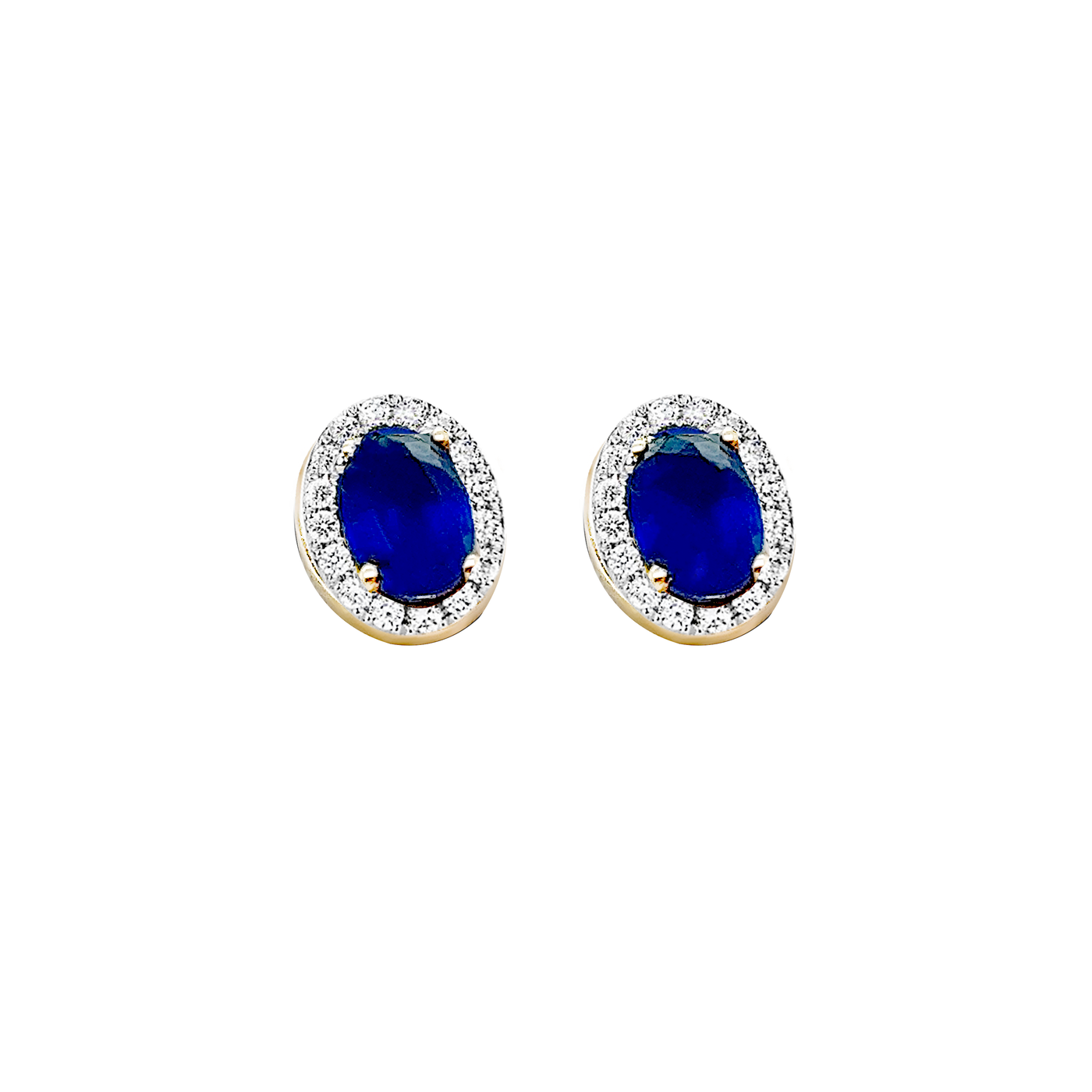 Gold Sapphire and Diamond Earrings